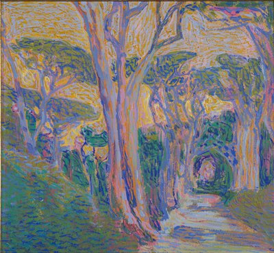 Fenyőerdő Portofinóban, 1920 körül alkotó: Domenico Guerello