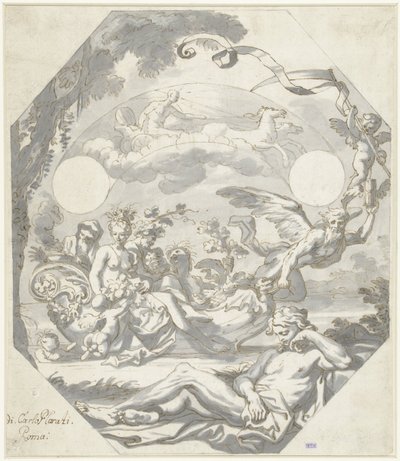 Tervezés mitológiai allegóriás számlaphoz alkotó: Domenico I Piola (attributed to)