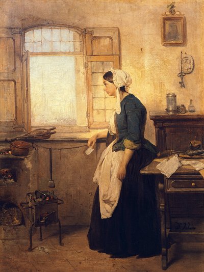 Levél, Domenico Induno (1815-1878), olaj, vászon alkotó: Domenico Induno