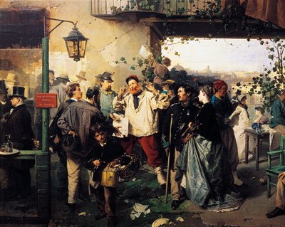 Hírek a villafrancai békéről, részlet Domenico Induno (1815-1878) festményéből alkotó: Domenico Induno