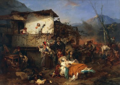 Menekültek a falutűz elől, Domenico Induno alkotó: Domenico Induno