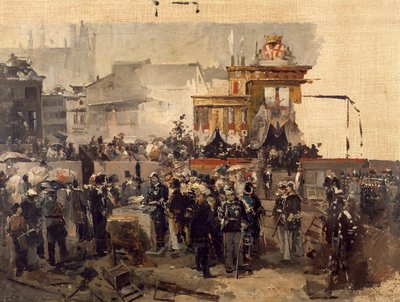 A milánói Galleria Victor Emmanuel II. alapkőletétele, március 7. alkotó: Domenico Induno