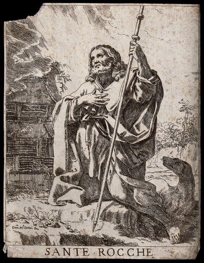 Szent Rókus. Rézkarc D. M. Canutitól. alkotó: Domenico Maria Canuti