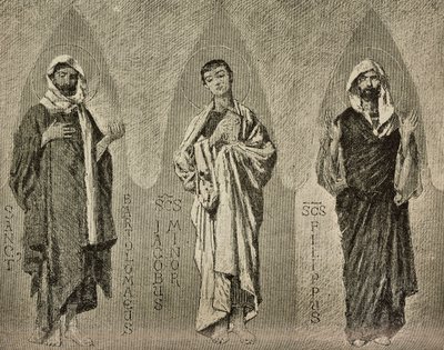 Szent Bertalan, Kisebb Jakab és Fülöp, Domenico Morelli karikatúrái az olaszországi Amalfi katedrális mozaikjához, P Scoppetta rajza, L