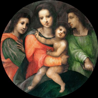 Madonna és gyermek két angyallal. alkotó: Domenico Puligo