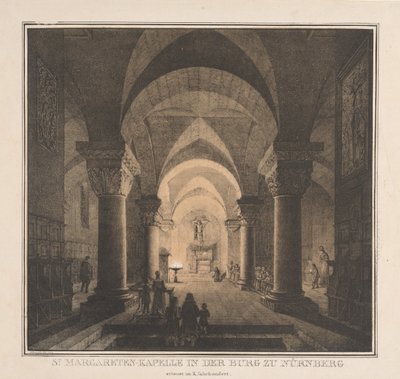 A középkor nevezetes épületei Németországban: Szent Margit kápolna a császári..., 1819. alkotó: Domenico Quaglio