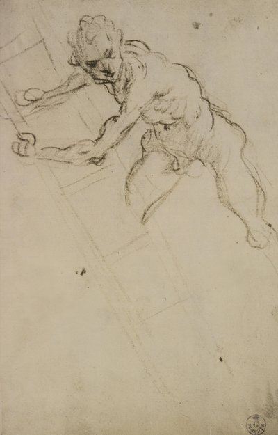 Egy figura tanulmányozása a keresztre feszítéshez (szén papíron) alkotó: Domenico Robusti Tintoretto