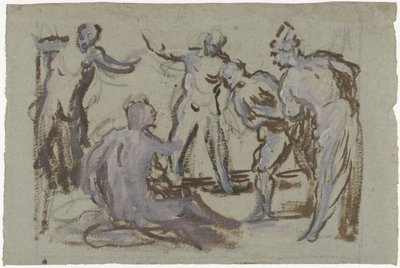 Job a trágyadombon, a barátaival körülvéve alkotó: Domenico Tintoretto