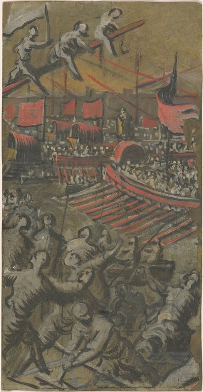 Velencei hajók megtámadják Konstantinápolyt alkotó: Domenico Tintoretto