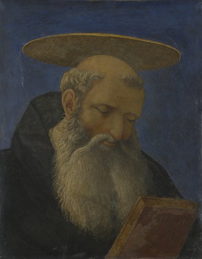 Egy Tonsured, Szakállas Szent feje a Carnesecchi Tabernákulumból, kb. 1440 alkotó: Domenico Veneziano