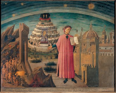 Dante és verse, az „Isteni színjáték” alkotó: Domenico di Michelino