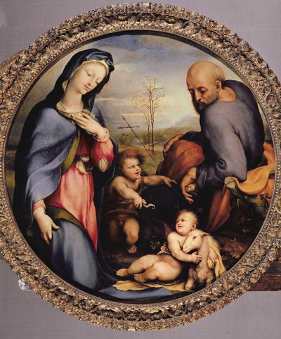 A Szent Család Keresztelő János csecsemővel, 1515 körül alkotó: Domenico di Pace Beccafumi  