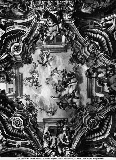 Mennyezet az Őszi szobában, Brignole Galéria alkotó: Domenico the Elder Piola