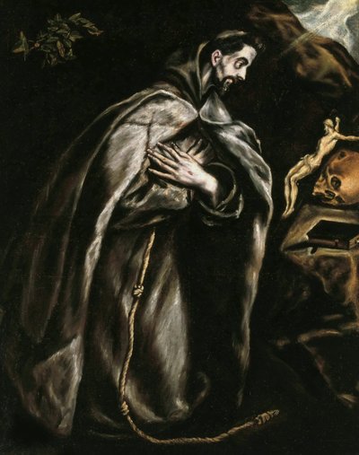 Szent Ferenc imádkozik, 1595 körül. alkotó: Dominico El Greco