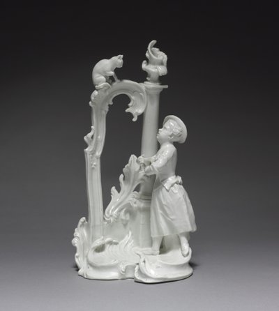 Lány macskás figura, Nymphenburg Porcelángyár 1770 körül (porcelán) alkotó: Dominicus (attr. to) Auliczek