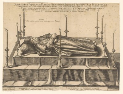 Doodsportret van Ferdinand II van Tirol A legnyugodtabb herceg és Lord Ferdinánd osztrák főherceg (...) (cím a tárgyon) alkotó: Dominicus Custos (possibly)