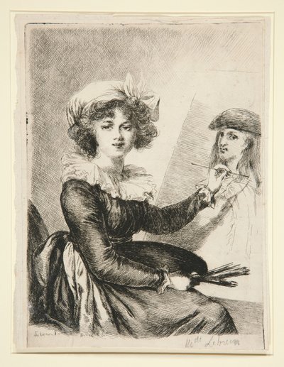 Louise-Elisabeth Vigée-Lebrun, (Mlle Lebrun), az Uffiziben található 1790-es önarckép nyomán, tükörfordított változatban alkotó: Dominique Vivant Denon