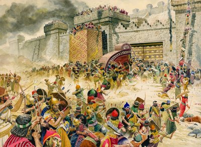 Szamária, Izrael erődvárosa, az asszírok kezére kerül (gouache, papír) alkotó: Don Lawrence