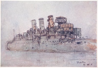 H.M.S. Vindictive, 1918. április 25., illusztráció Gordon S. Maxwell 