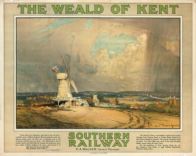„The Weald of Kent”, a déli vasút reklámplakátja, 1925 körül (színes litográfia) alkotó: Donald Maxwell