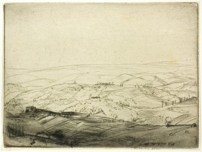 Vázlat San Gimignano falairól alkotó: Donald Shaw MacLaughlan