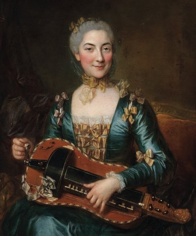 Portréja egy hölgy játszik egy hurdy-gurdy alkotó: Donat Nonotte