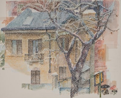 Buszmegálló, 2011 (akvarell, papír) alkotó: Donatella Merlo