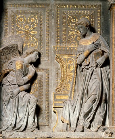 Angyali üdvözlet Donato de Bardi dit Donatello magas domborműve (kb. 1386-1466) 1435 Santa Croce templom. Firenze alkotó: Donatello