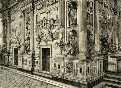 A Szent Ház márványképernyője, tervezett: Donato Bramante (1444-1514), a Szent Ház szentélye, Loreto, Marche, Olaszország alkotó: Donato Bramante