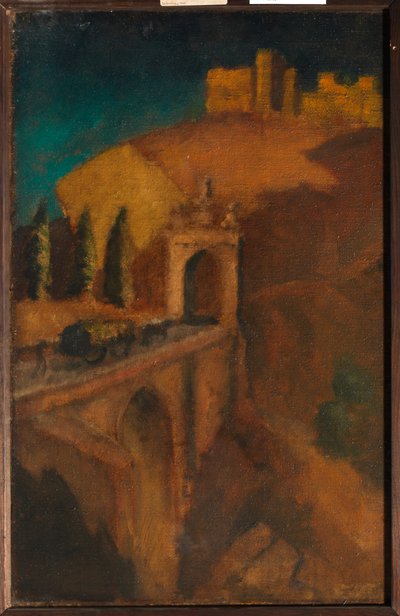 Hegyi táj híddal, c. 1910 (olaj, vászon) alkotó: Dora (attr. to) Carrington