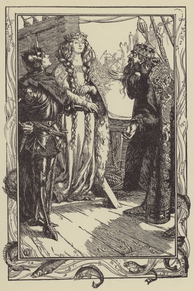 Anguish király Isoltot ad Sir Tristramnak (litho) alkotó: Dora Curtis