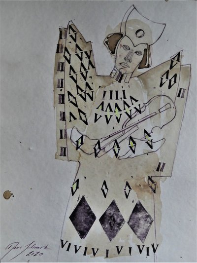 Angyali, geometrikus zenész alkotó: Doris Schmitz