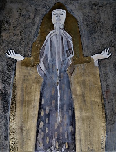 Elmélkedő aranyszobor alkotó: Doris Schmitz