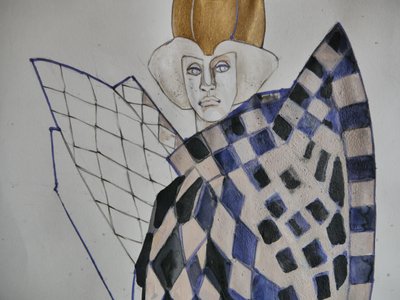 Misztikus harlekin-szobor alkotó: Doris Schmitz