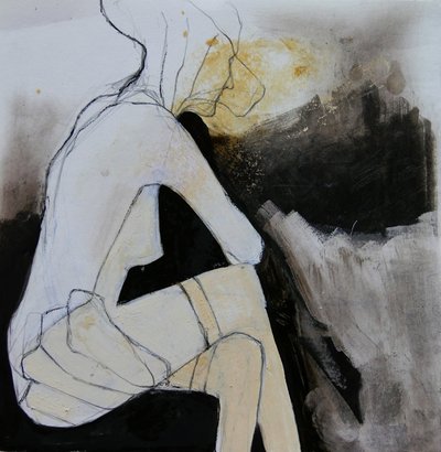 Elgondolkodó, ülő nő alkotó: Doris Schmitz