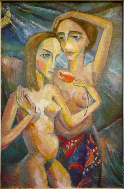 Két lány tulipánnal alkotó: Dorothea Mätzel Johannsen