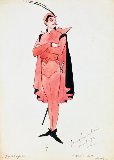 Charles Gounod Mephistopheles in Faust jelmeze, Carleton Smyth vázlata, 1911-es előadásra, XX. alkotó: Dorothy Carleton Smyth