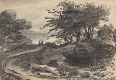 Táj fákkal és két figurával alkotó: Dr. Thomas Monro
