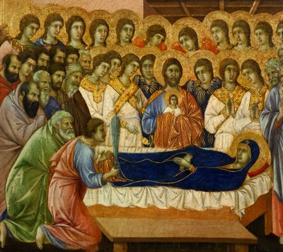 Dormitio Virginis (A Szűzanya örök álma), részlet a sienai dómban található Maesta