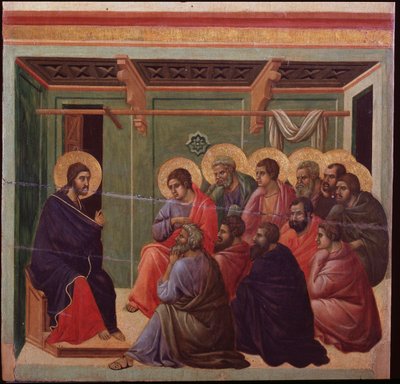 La Maesta A szenvedés: Jézus búcsút vesz az apostoloktól – Duccio di Buoninsegna festménye alkotó: Duccio di Buoninsegna