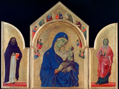 Madonna és gyermek Szent Domonkossal és Szent Aureával, c1315 alkotó: Duccio di Buoninsegna