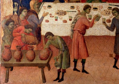 Esküvő Kánában. Részlet, az oltárkép hátoldala (tempera és arany fán alkotó: Duccio di Buoninsegna