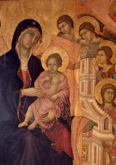 Szűz és gyermek a trónon (La Maesta oltárkép) (tempera és arany a fán) alkotó: Duccio di Buoninsegna