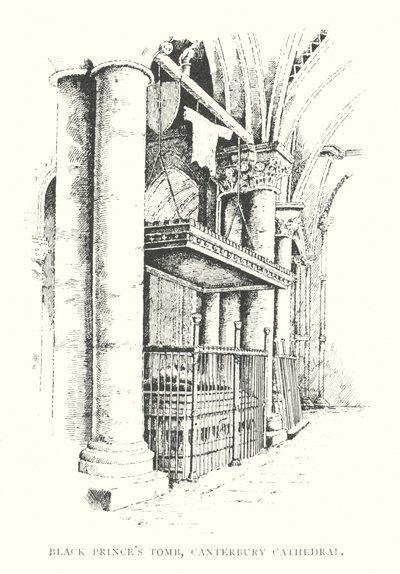 Fekete herceg sírja, Canterbury székesegyház (litográfia) alkotó: Duncan Moul