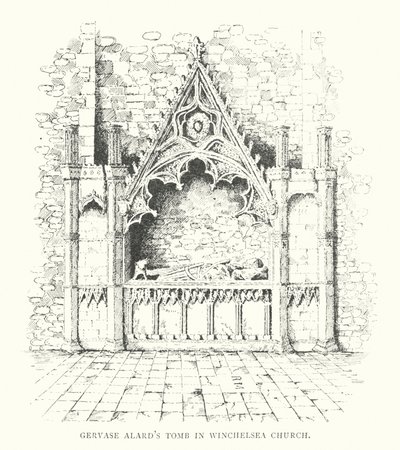 Gervase Alard sírja a winchelsea-i templomban (litográfia) alkotó: Duncan Moul