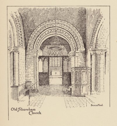 Sussex: Old Shoreham Church (litográfia) alkotó: Duncan Moul
