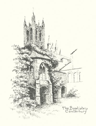 Keresztelőkápolna, Canterbury (litográfia) alkotó: Duncan Moul