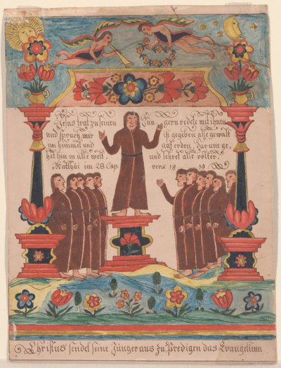 Jézus elment a tanítványaihoz, 1810-20 körül (toll, tinta és WC papíron) alkotó: Durs Sr. and Rudy, Durs Jr. Rudy