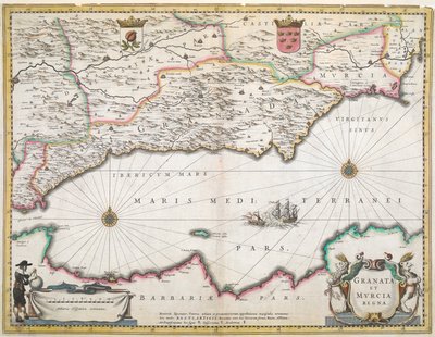 17. századi térkép a spanyolországi Granada és Murcia régiókról alkotó: Dutch School