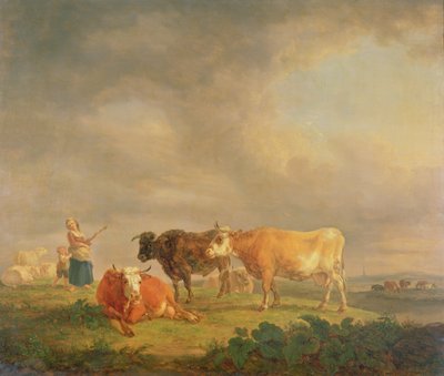 Szarvasmarha legelő tájban, 1820 körül (panel) alkotó: Dutch School